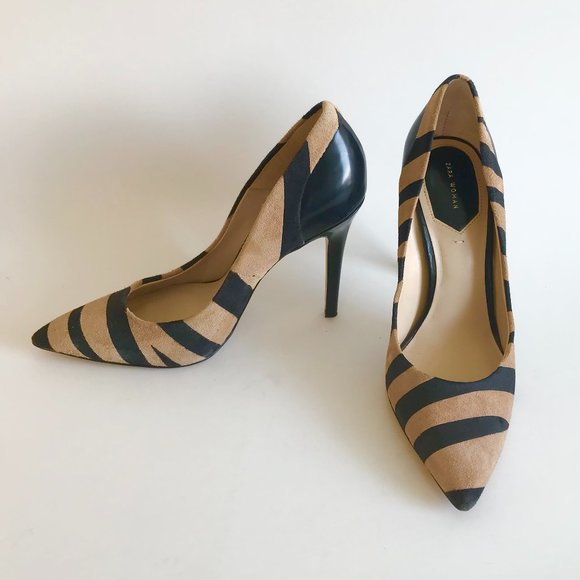 Zara Shoes - Faux suede animal print high heels